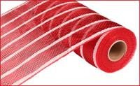 10" Deco Poly Mesh: Deluxe Metallic Wide Red/White Stripe - RE1333F8 - The Wreath Shop
