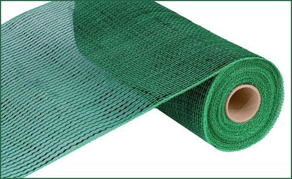 10" Deco Poly Mesh: Metallic Emerald Green with Wide Emerald Foil - RE134106 - The Wreath Shop