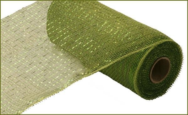 10" Deco Poly Mesh: Metallic Moss/Apple Green with Lime Foil - RE130149 - The Wreath Shop
