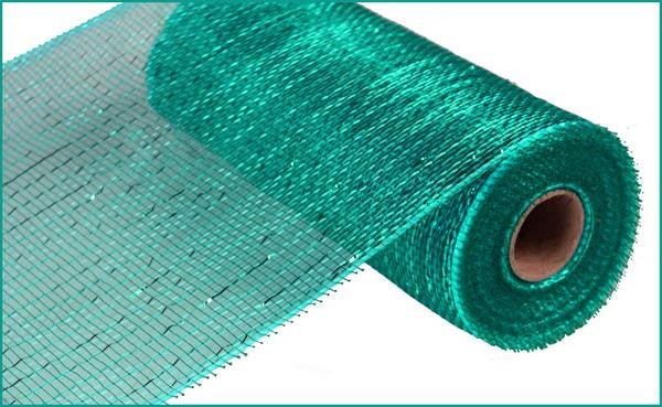 10" Deco Poly Mesh: Metallic Teal with Teal Foil - RE130160 - The Wreath Shop