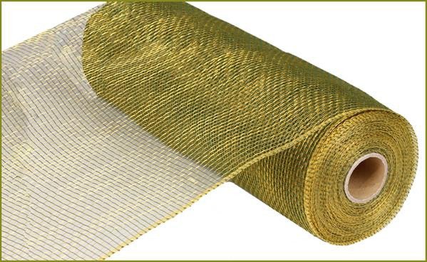 10" Deco Poly Mesh: Two Tone Moss Green/Gold - RE130037 - The Wreath Shop