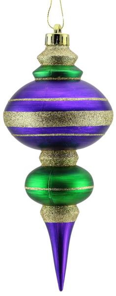 10" Finial Stripe Ornament: Purple/Green/Gold - XY889258 - The Wreath Shop