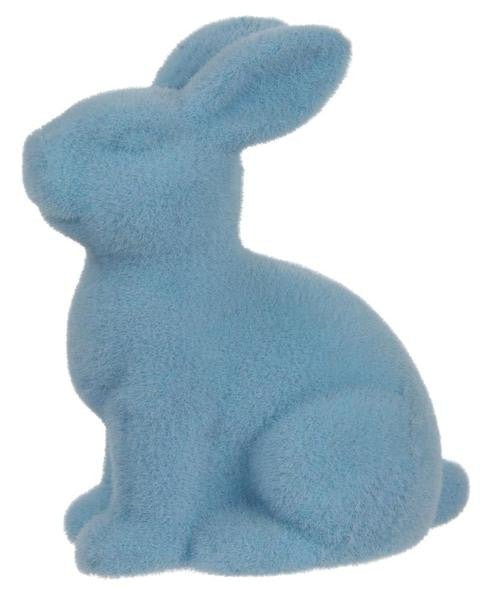 10" Flocked Sitting Rabbit: Lt Blue - HE723114 - The Wreath Shop