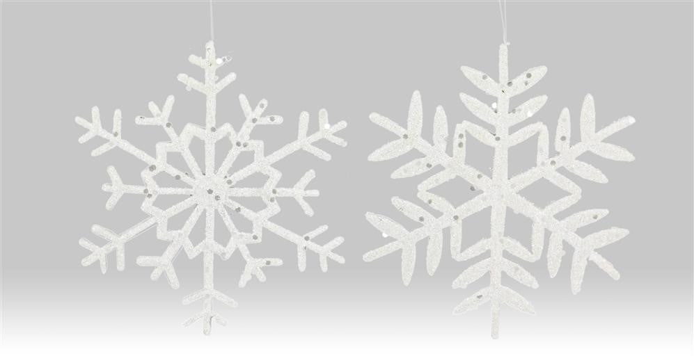 10" Glitter Snowflake Ornaments, Set of 2 - XY907327 - The Wreath Shop