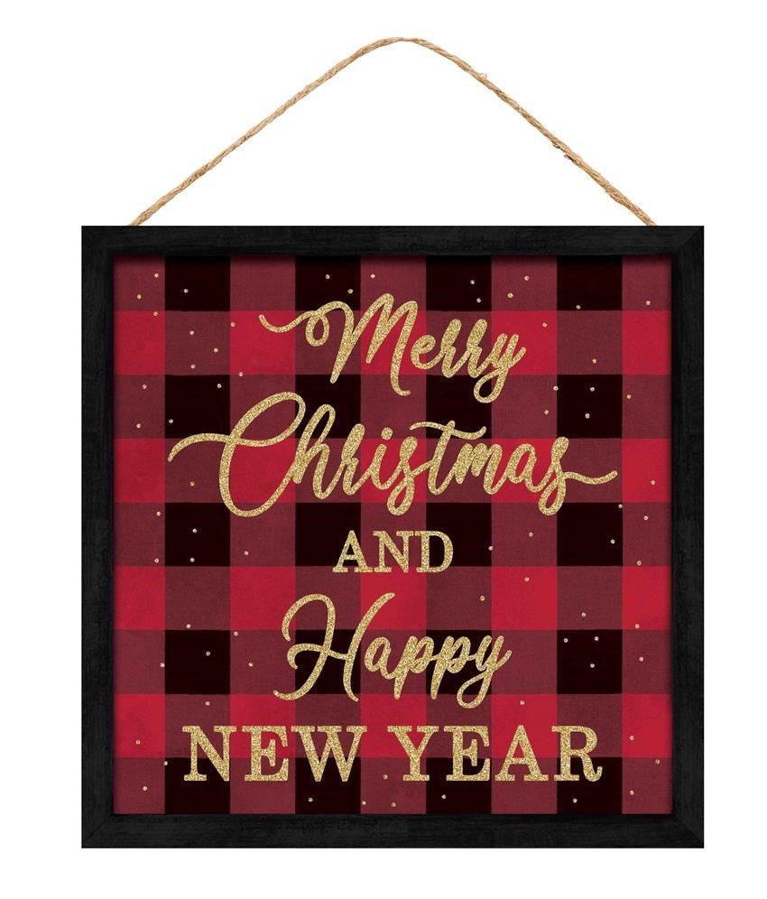 10" Merry Christmas Happy New Year Sign - AP885824 - The Wreath Shop
