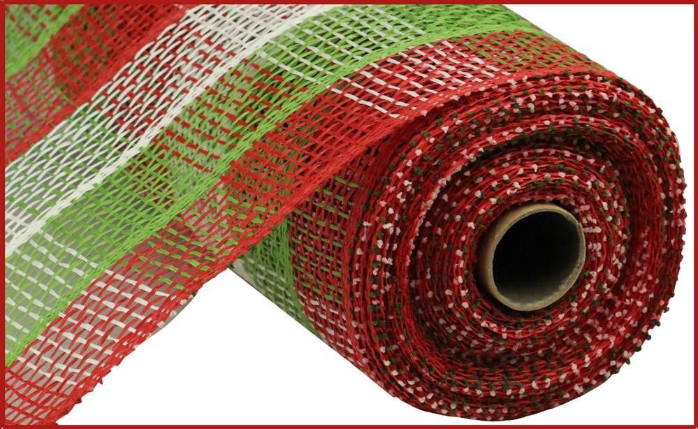 10" Poly Burlap Check Mesh: Red/Lime/Wht - RP813649 - The Wreath Shop