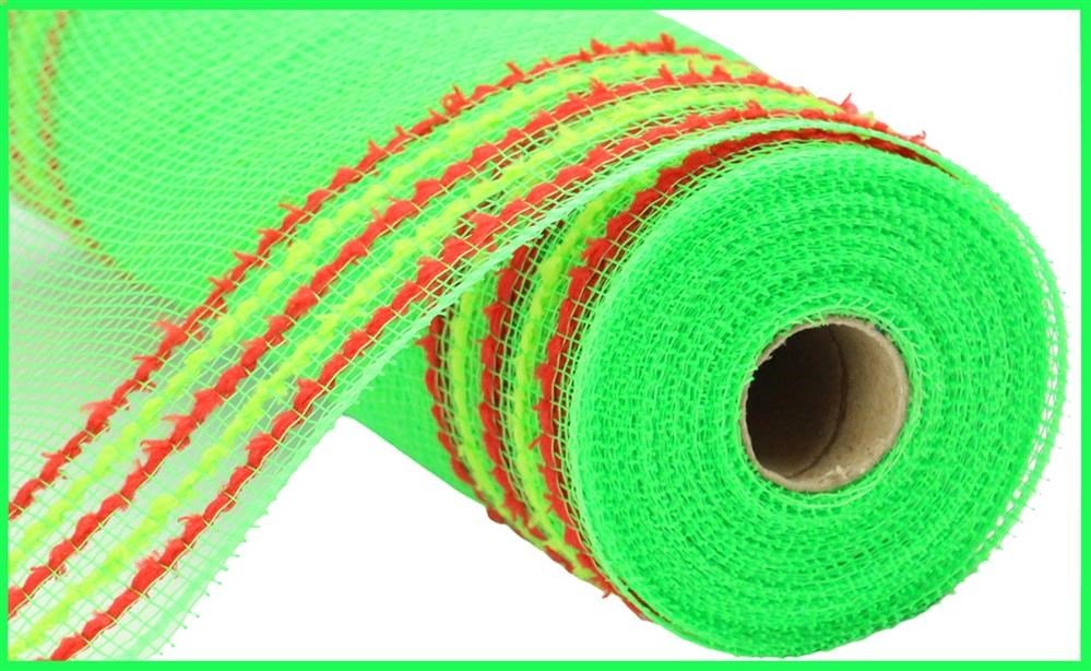 10" Wide Drift Border Mesh: Lime Green/Red - RY811670 - The Wreath Shop