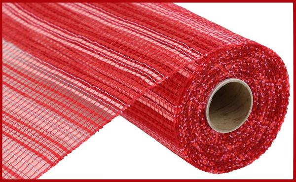 10" Wide Strip Deco Poly Mesh: Red/Lt Pink Stripes - RE8902WR - The Wreath Shop