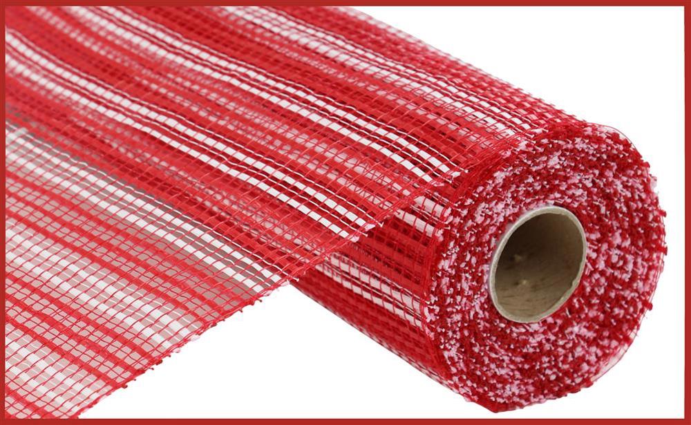 10" Wide Strip Deco Poly Mesh: Red/White Stripes - RE8902N5 - The Wreath Shop