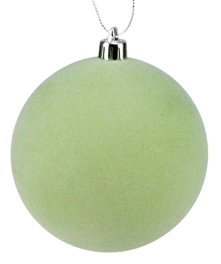 100mm Ball Ornament: Sage Green Smooth Flocked - XH1137X8 - The Wreath Shop