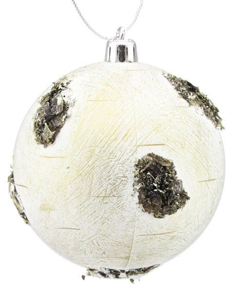 100mm Birch Bark Ball Ornament - XY8519 - The Wreath Shop