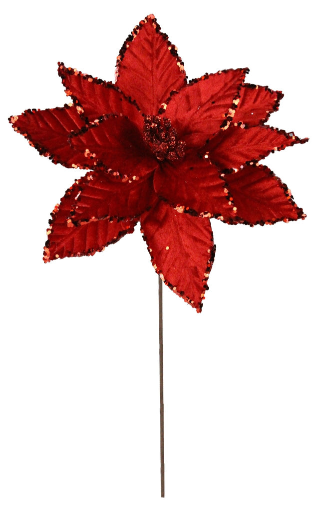 10.25" Dia Red Textured Poinsettia - XS3962 - The Wreath Shop