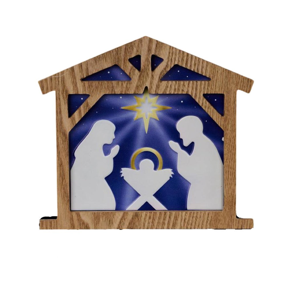10.5" Metal Nativity Sign in Blue - MD133077 - The Wreath Shop