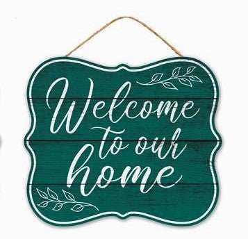 10.5" Welcome to Our Home Sign - AP7225-green - The Wreath Shop