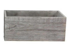 10.75" Wooden Rectangle Planter: Grey Wash - KM105810 - Small - The Wreath Shop