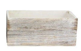10.75" Wooden Rectangle Planter: White Wash - KM105827 - Small - The Wreath Shop