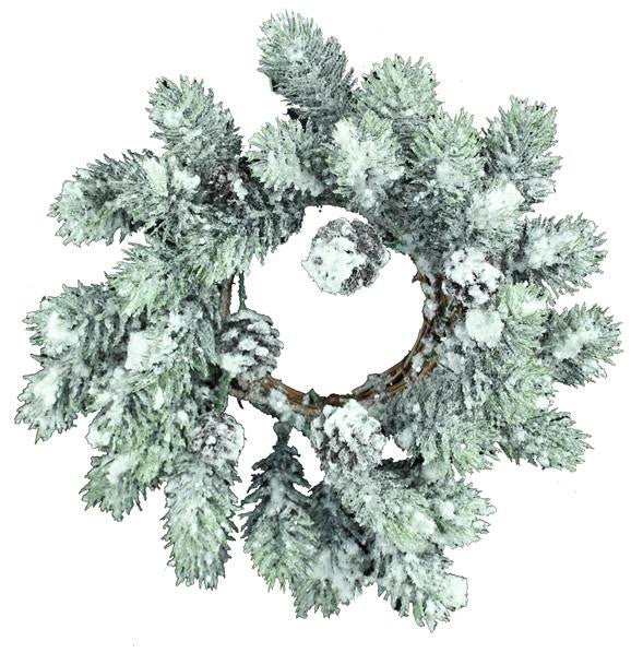 11" Flocked Pine Wreath/Candle Ring - XW0136 - The Wreath Shop