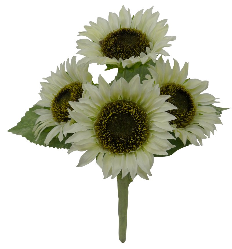 11" Sunflower Bush: Cream (4) - 80096-CR - The Wreath Shop