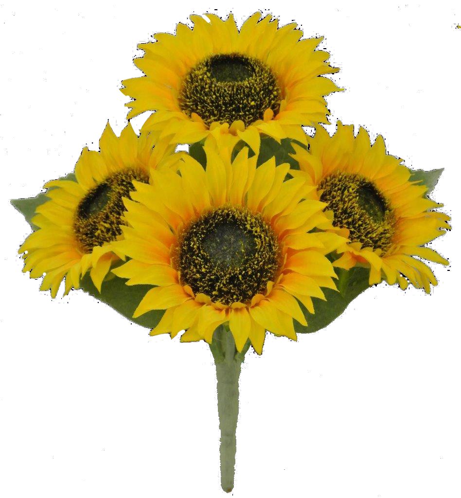 11" Sunflower Bush: Yellow (4) - 80096-YEL - The Wreath Shop