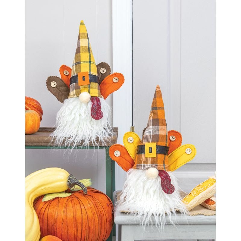 11.5" Fall Plaid Turkey Gnomes - 42223 - The Wreath Shop