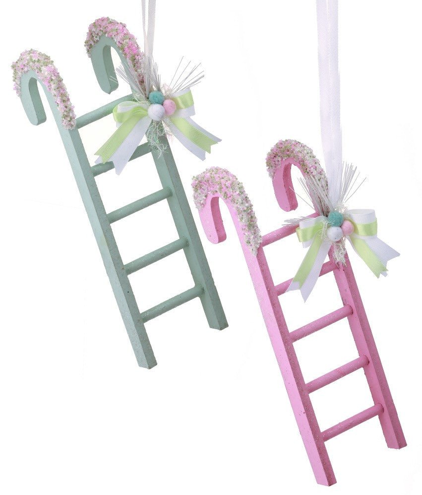 12" Candy Ladder Ornament: Pink/Blue - MTX65202-blue - The Wreath Shop