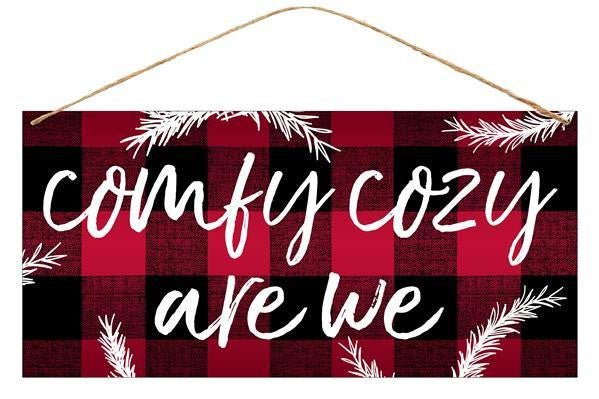 12" Comfy Cozy Are We Buffalo Check Sign, MDF - AP8284 - The Wreath Shop