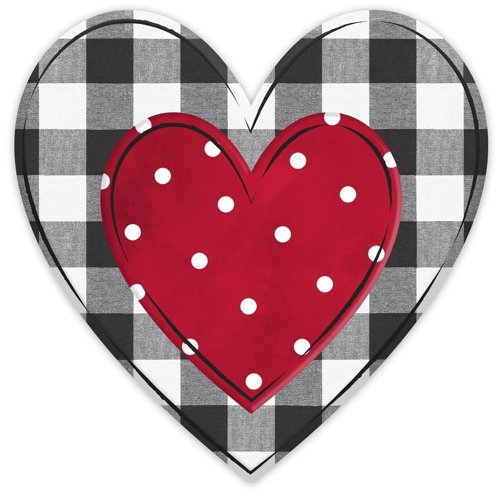 12" Embossed Metal Check Heart: - MD0665 - The Wreath Shop