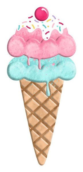 12" Embossed Metal Ice Cream Cone: Pink/Aqua - MD061534 - The Wreath Shop