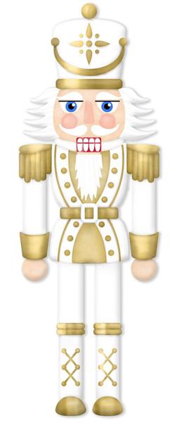 12" Embossed Metal Nutcracker: White/Gold - MD1079 - The Wreath Shop
