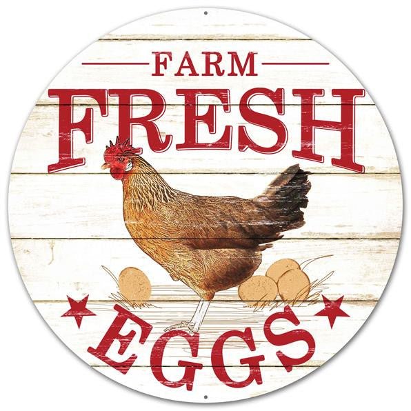 12" Farmer's Market Fresh Eggs Sign: Brown/Red - MD0346 - The Wreath Shop