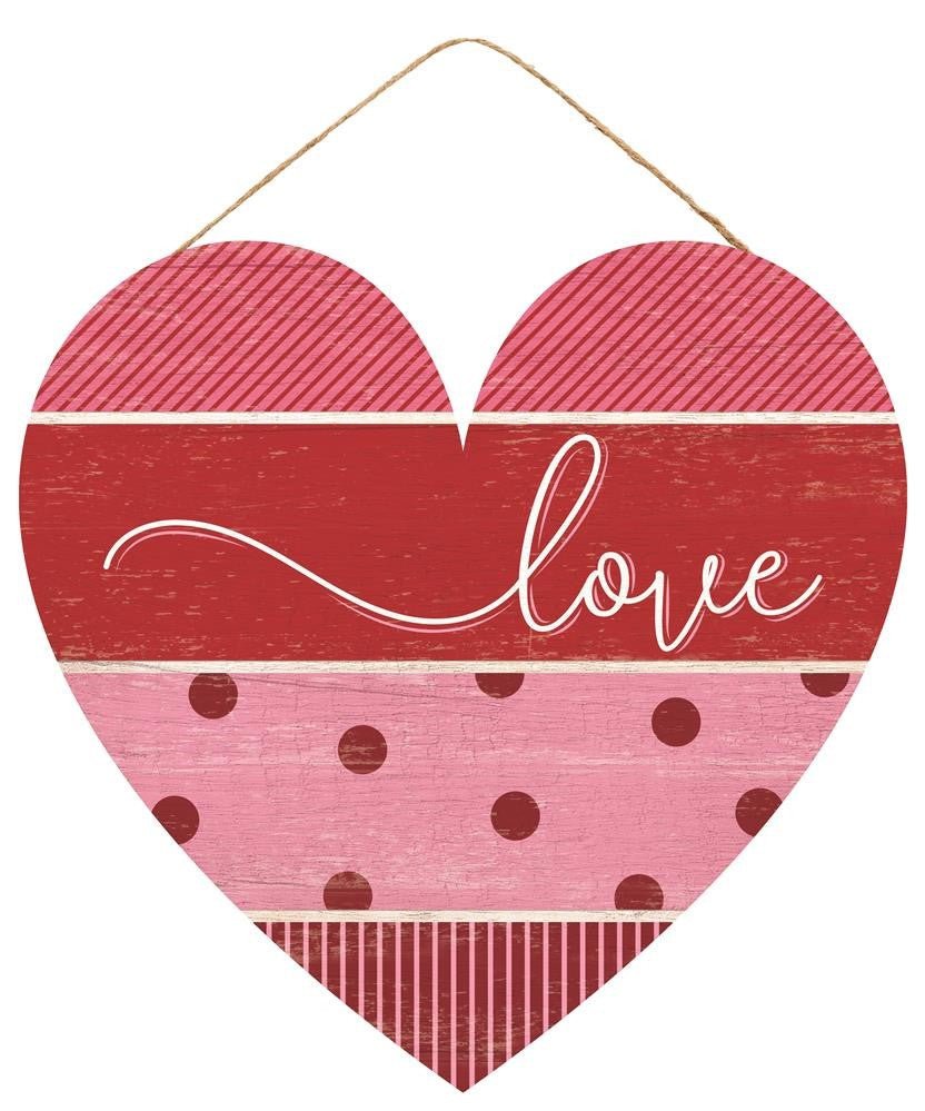 12" Love Pattern Heart Sign - AP8590 - The Wreath Shop