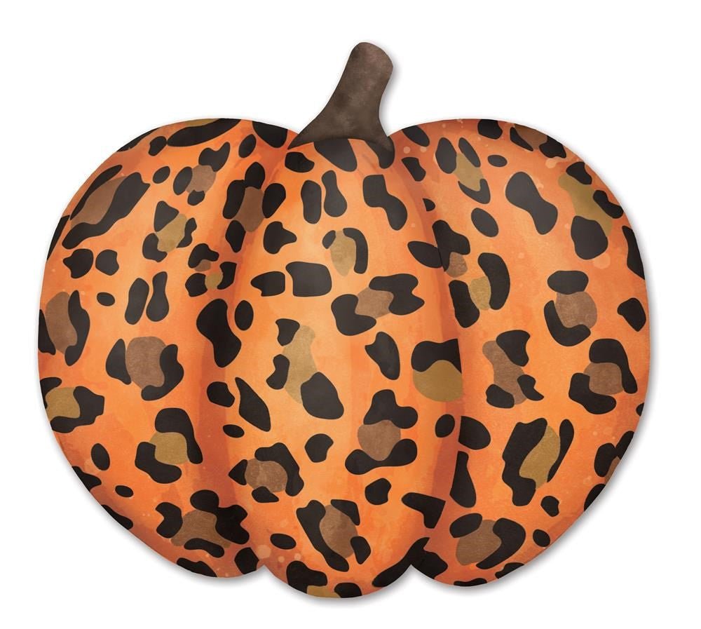12" Metal Embossed Leopard Pumpkin - MD076520 - The Wreath Shop