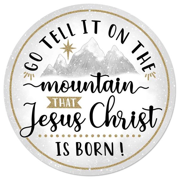 12" Metal Jesus Christ is Born Sign: White - MDO771 - The Wreath Shop