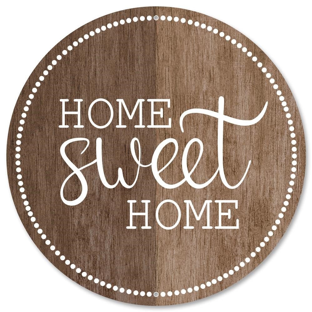 12" Metal Round Home Sweet Home Sign - MD0890 - The Wreath Shop