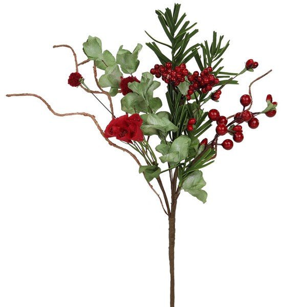 12" Paper Flower/Berry Spray: Red - XX8450 - The Wreath Shop