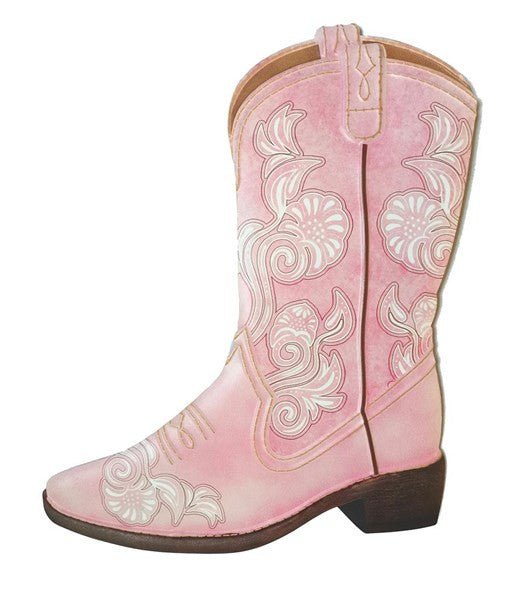 12.5" Embossed Pink Floral Cowboy Boot Sign - MD0828 - The Wreath Shop