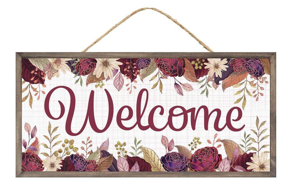 12.5" Fall Welcome Sign in Purples - AP7862 - The Wreath Shop
