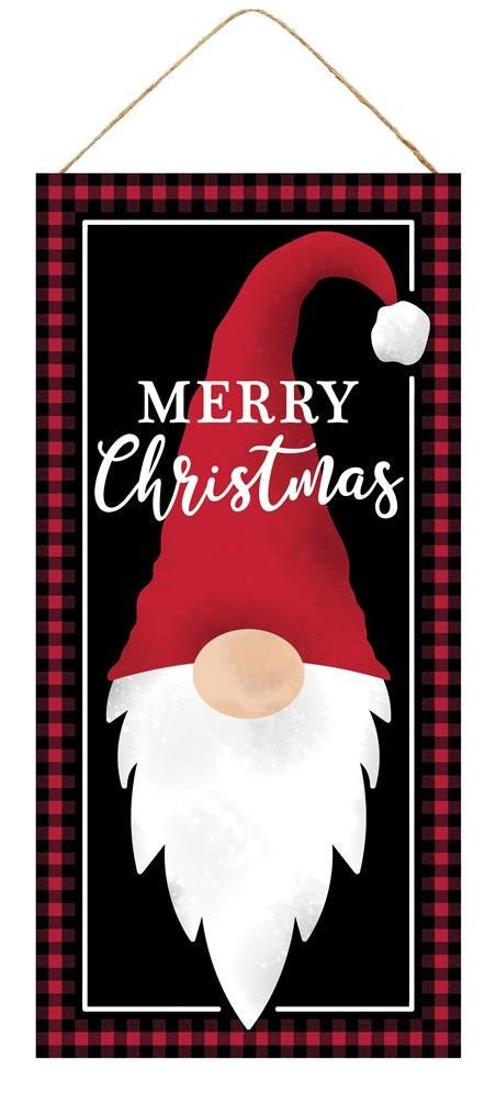 12.5" Merry Christmas Gnome Sign: Black/Red - AP7022 - The Wreath Shop