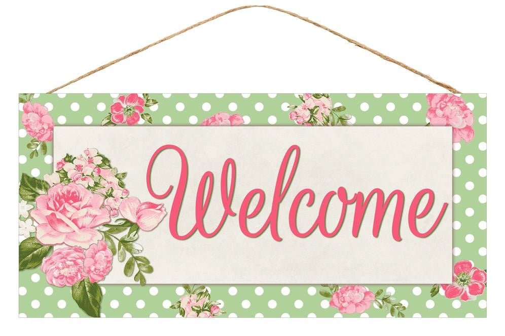 12.5" Sweet Floral Welcome Sign - AP8593 - The Wreath Shop