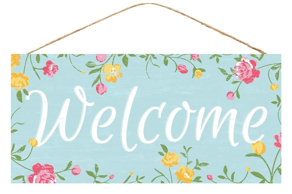 12.5" Welcome Floral Sign - AP8455 - The Wreath Shop