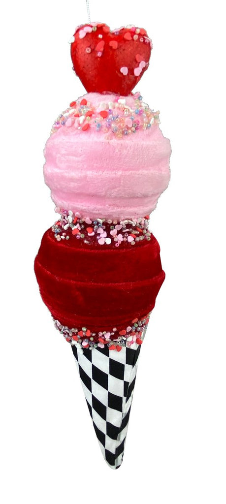 13" Valentine Ice Cream Cone: Pink/Red - 63192RDPK - The Wreath Shop