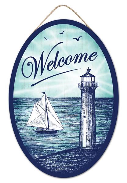 13" Welcome Lighthouse Sign - AP7325 - The Wreath Shop