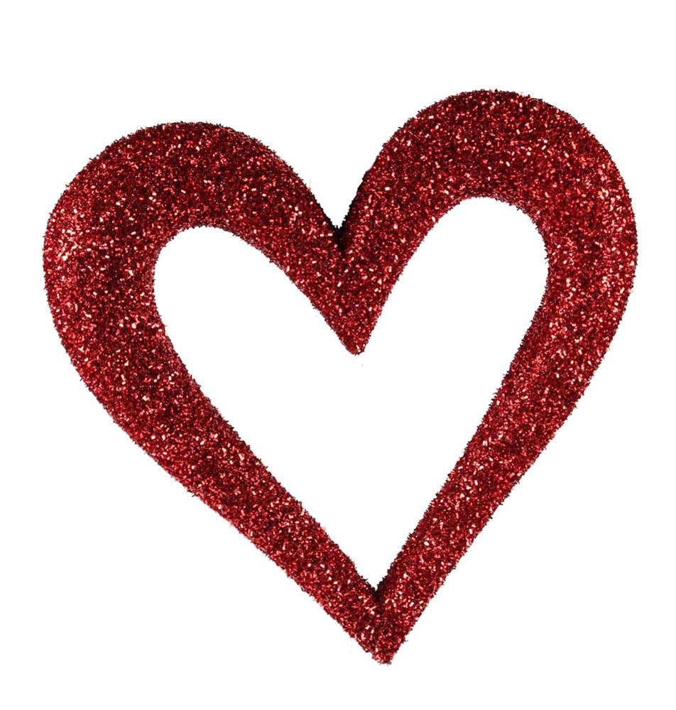 14" Red Glitter Open Heart Hanger - HV907924 - The Wreath Shop