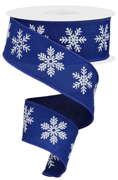 1.5" Bold Snowflake Ribbon: Royal Blue/Wht - 10yds - RGE155425 - The Wreath Shop