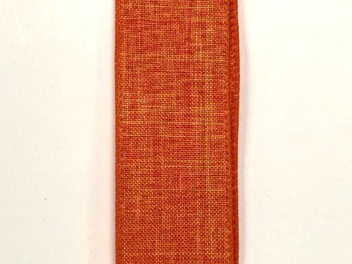 1.5" Bright Orange Poly Linen Ribbon - 10Yds - X314809-19 - The Wreath Shop