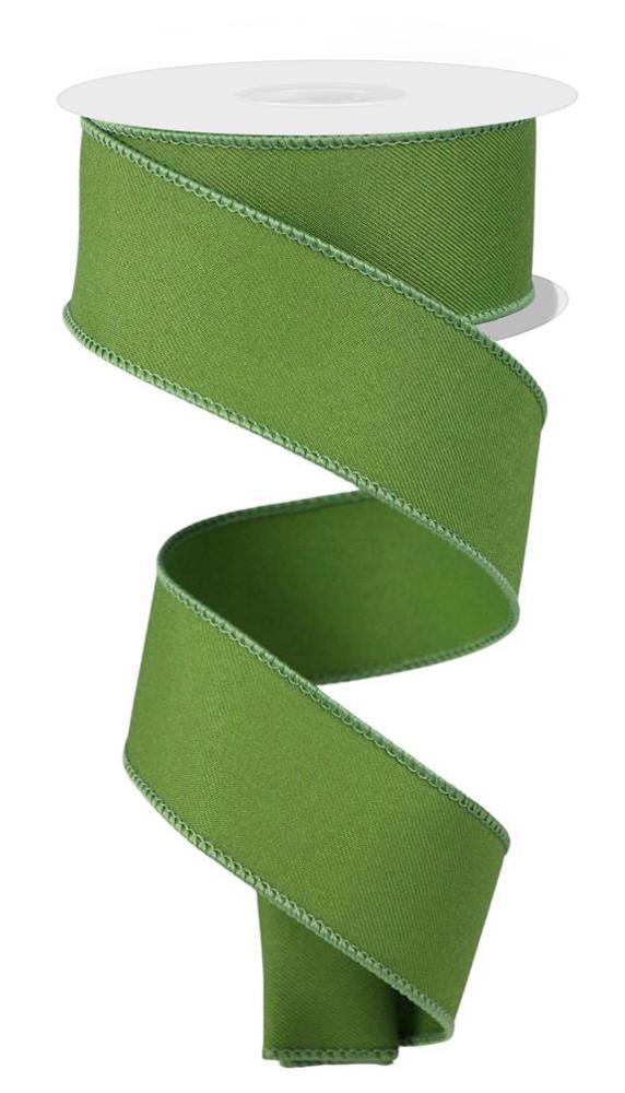 1.5" Diagonal Weave Fabric Ribbon: Moss Green - RGE120236 - The Wreath Shop