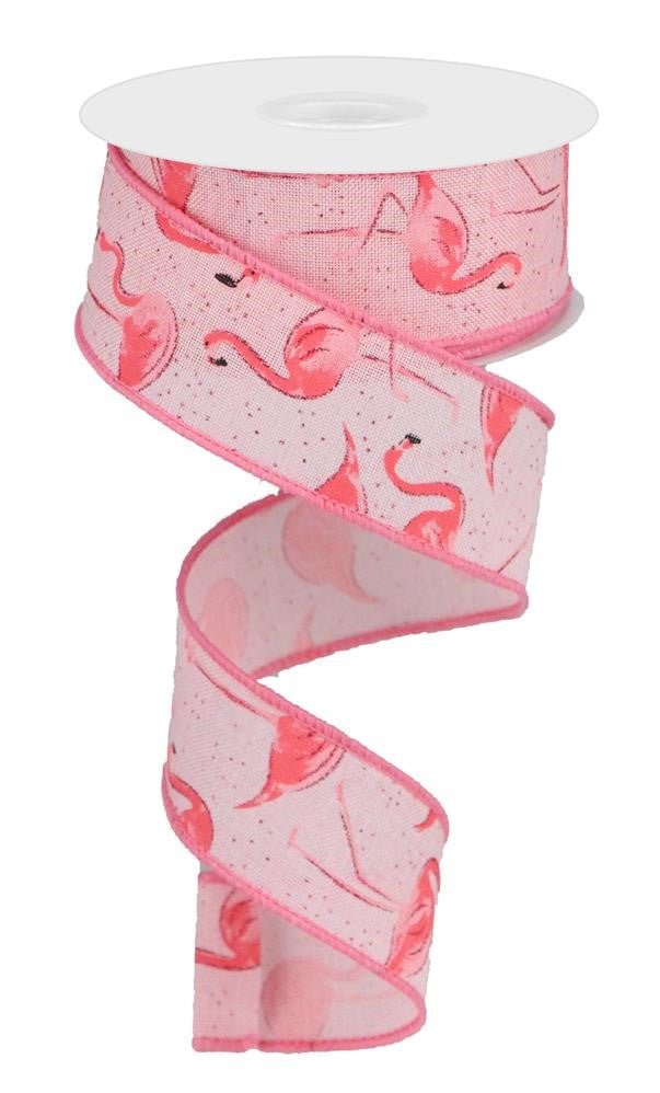 1.5" Glitter Flamingo Ribbon: Pink - 10yds - RGC114315 - The Wreath Shop