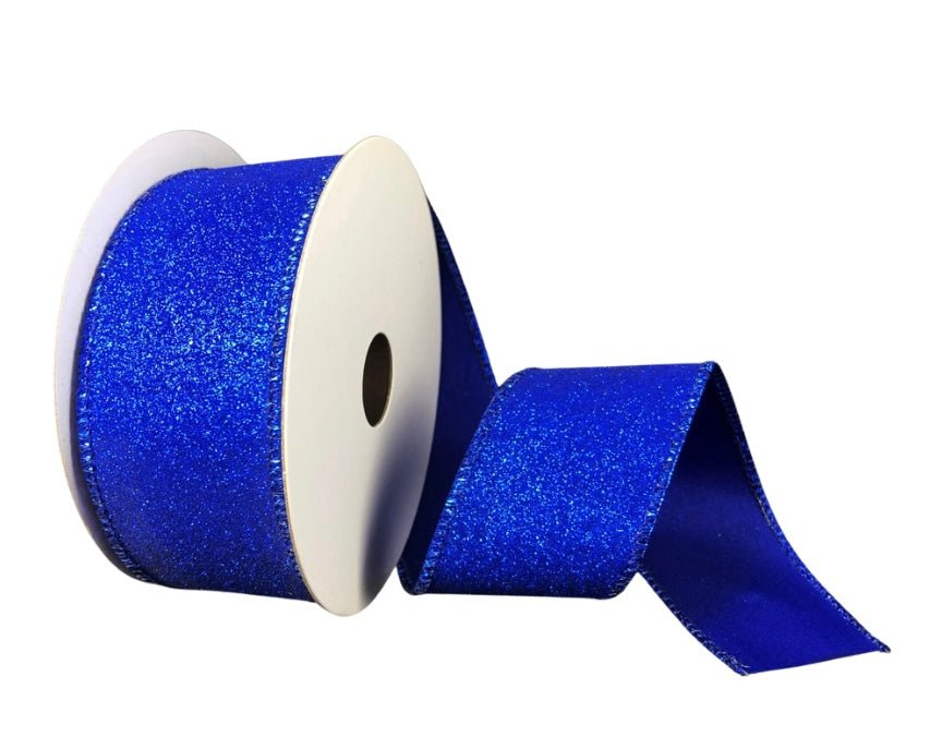 1.5" Glitter Ribbon: Royal Blue - 10yds - X820609-25 - The Wreath Shop