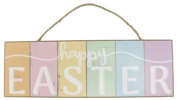 15" Happy Easter Sign with Pastel Stripes - AP805117 - The Wreath Shop
