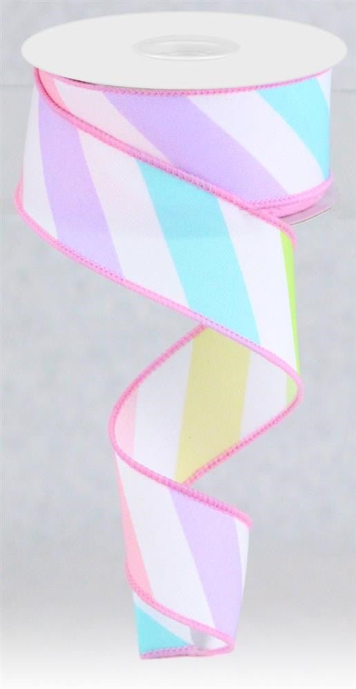 1.5" Lg Diagonal Stripe Ribbon: Pastel - RGC1888NH - The Wreath Shop